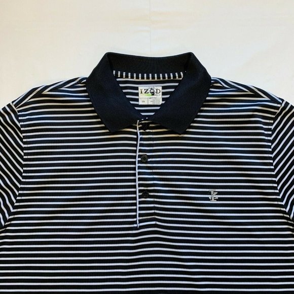 IZOD Golf Polo Shirt Mens Large Performance Tee Short Sleeve Striped Athleisure - Picture 4 of 12